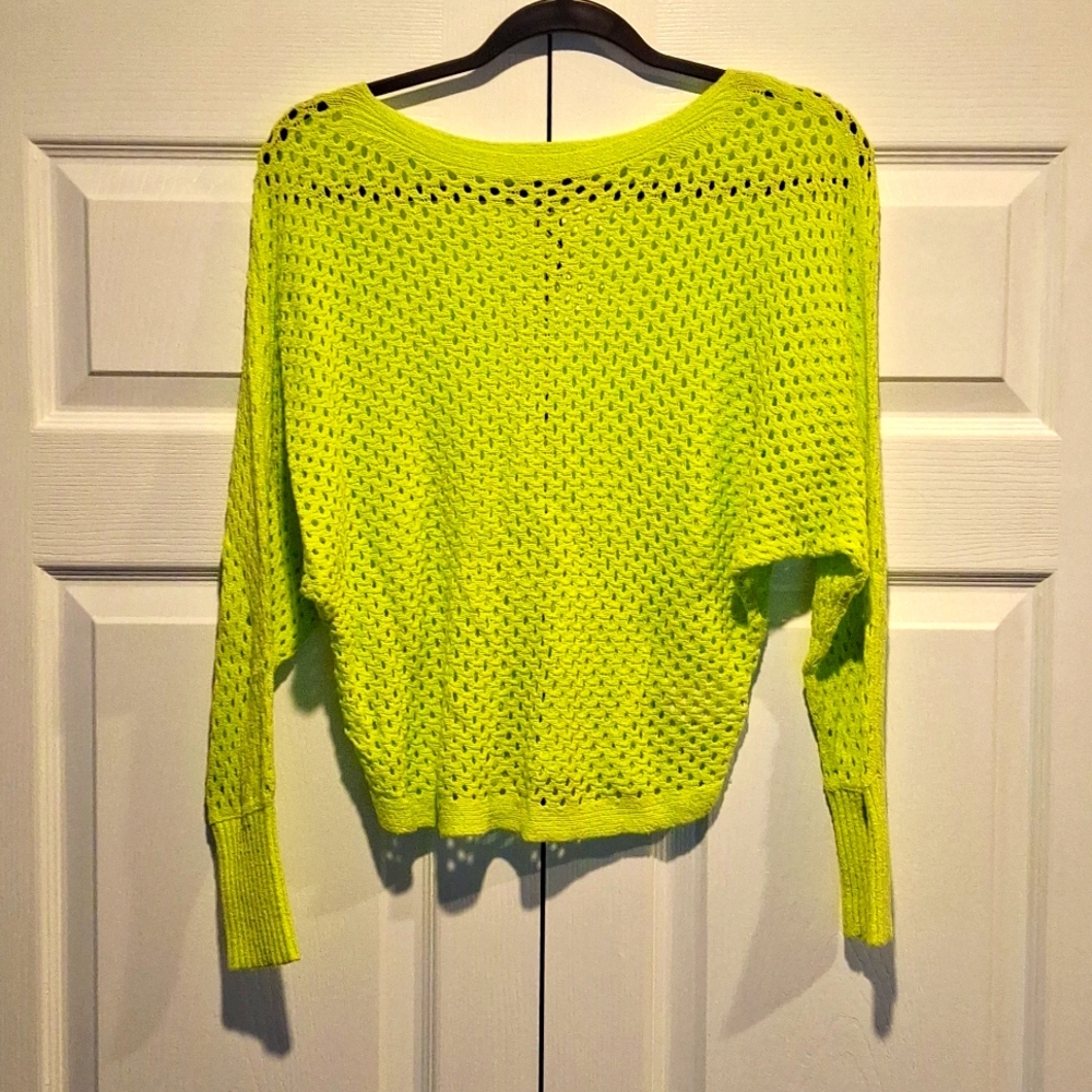 Express Lime Green Crocheted Pullover Sweater - image 1